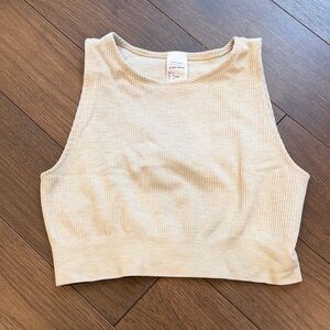 & other stories Cream Sleeveless Crop Top / Sports Bra Ribbed Medium C11-168